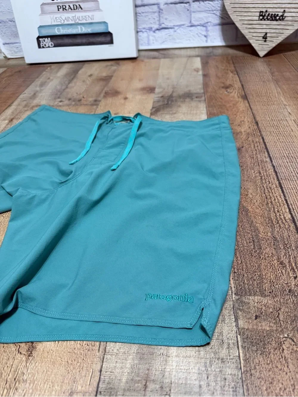 Patagonia Board Shorts Mens 35 Teal Light & Variable Swim Beach Travel